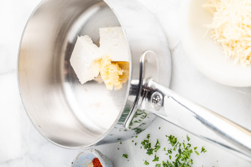 garlic and butter in a saucepan.