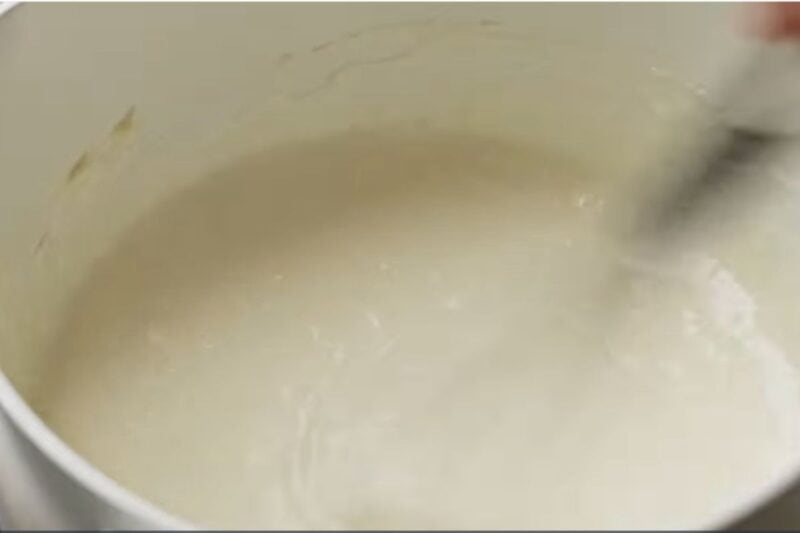 mix in milk and keep stirring