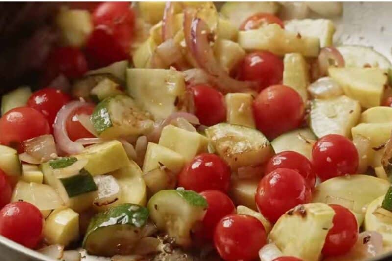 cherry tomatoes added and cooked until soft.