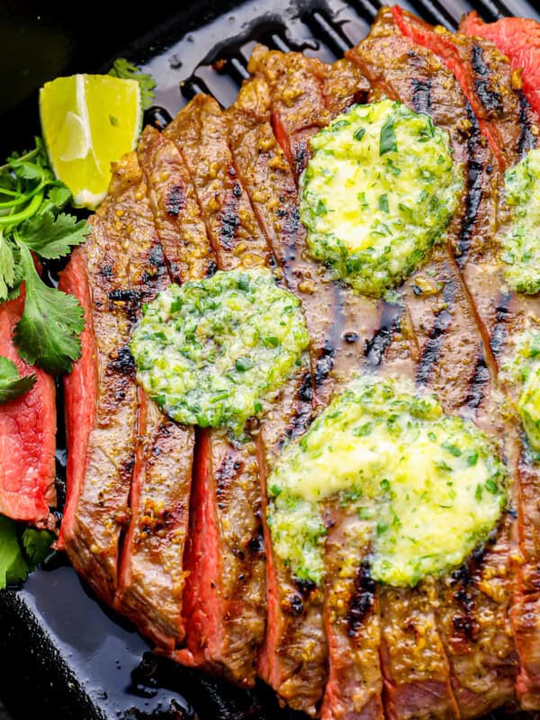 grilled flank steak with butter