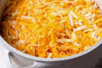pot filled of shredded cheese