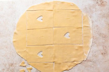 cutting pie dough into rectangles