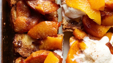 Peaches and Cream Overnight French Toast Recipe - The Cookie Rookie®