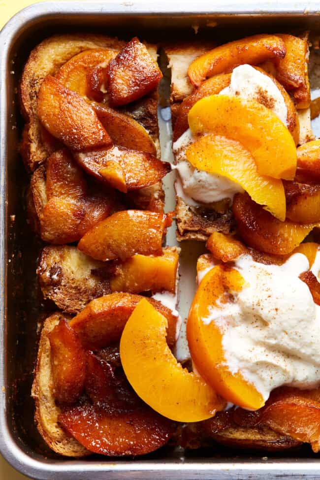 Peaches and Cream Overnight French Toast Recipe - The Cookie Rookie®