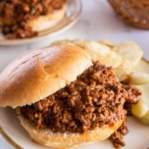 plates of sloppy joes on hamburger buns