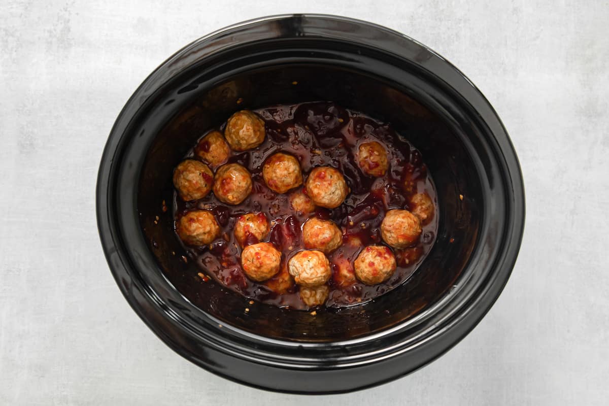 Cranberry BBQ Crockpot Meatballs - The Chunky Chef