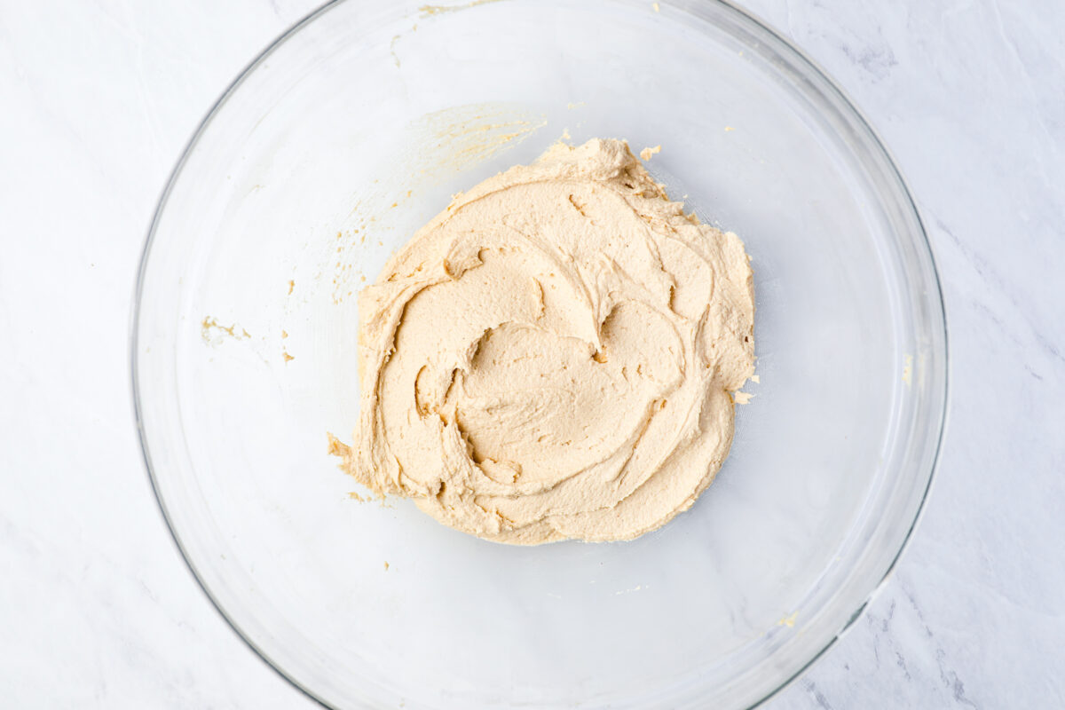 frosting for dog cupcakes in a glass bowl.