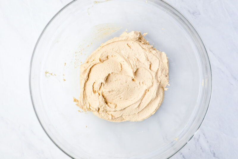 frosting for dog cupcakes in a glass bowl.