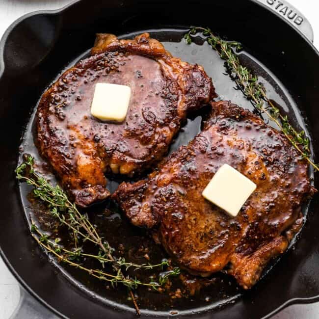 Cast Iron Ribeye Steaks - Food & Swine