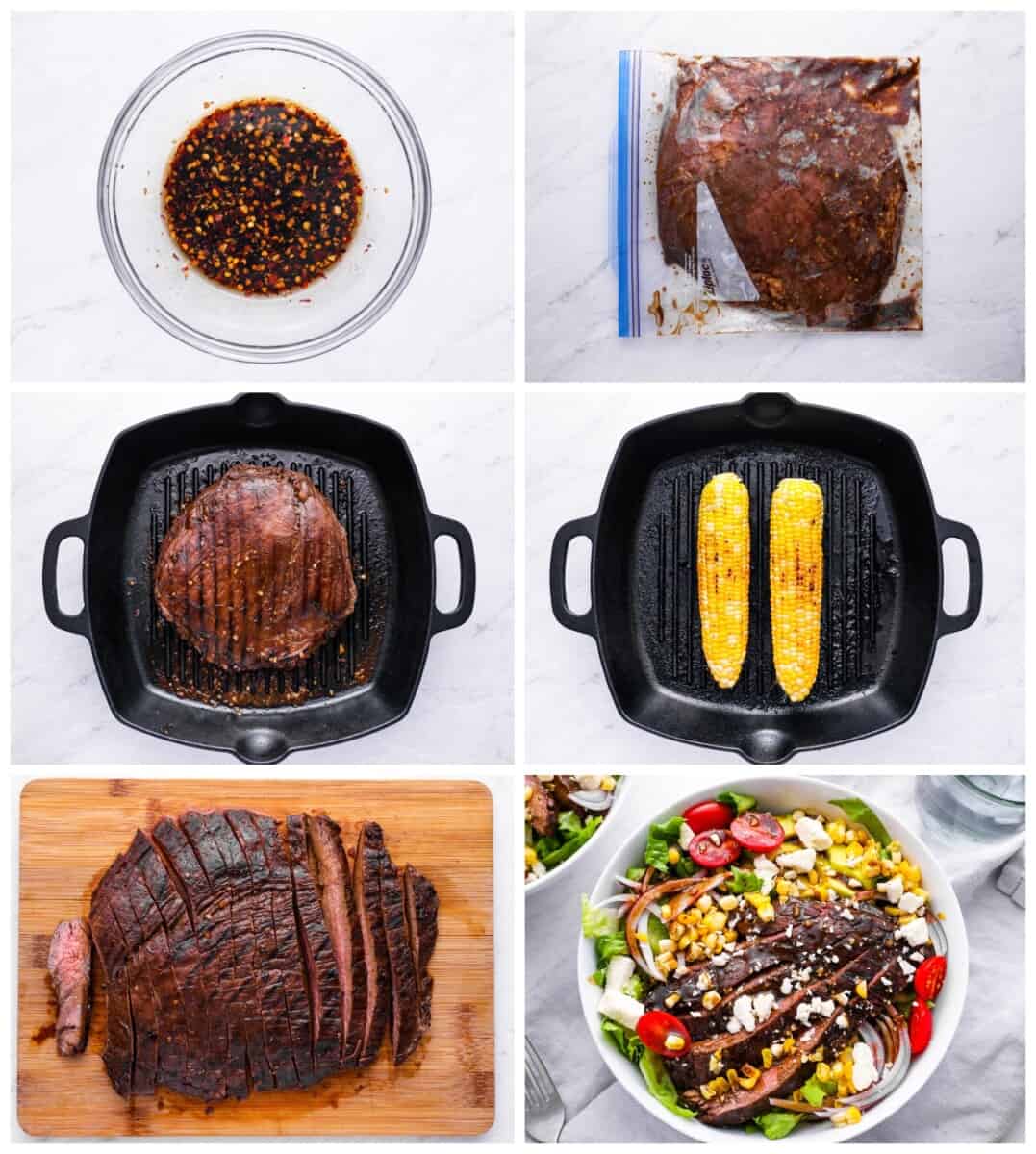 step by step photos for how to make steak salad.