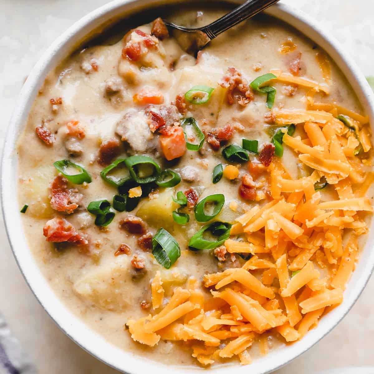 Crockpot Cheeseburger Soup {Prepped in Minutes!}