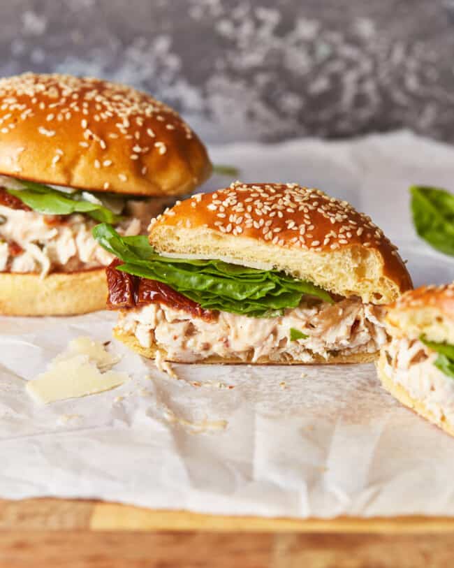 Chicken Alfredo Sandwich (Crockpot Recipe) - The Cookie Rookie®