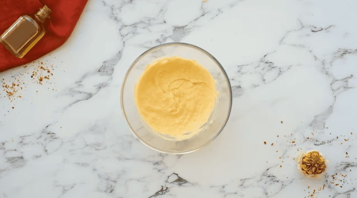 garlic aioli in a glass bowl.