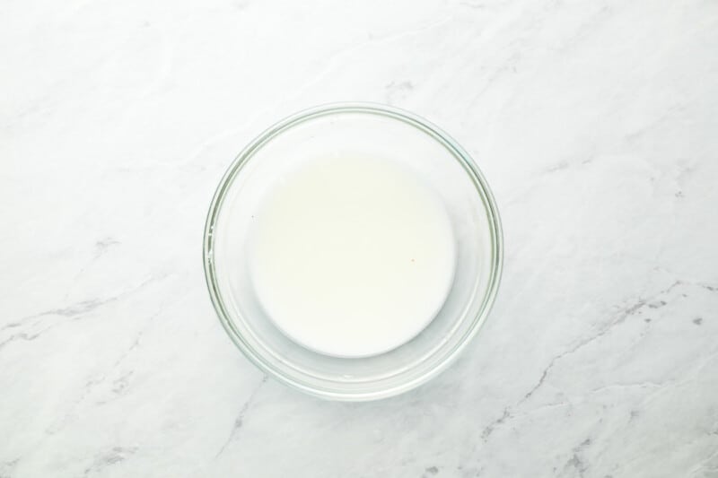 cornstarch slurry in a glass bowl.