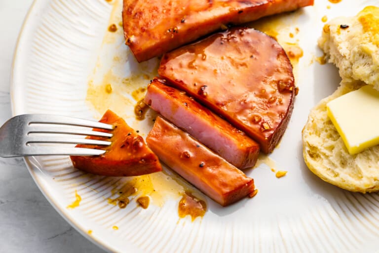 Tasty Glazed Ham Steaks on display