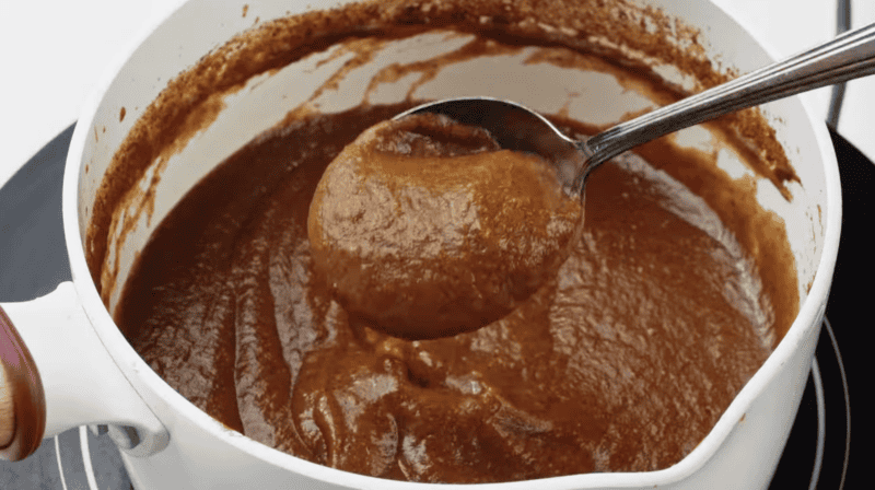 spiced pumpkin syrup in a saucepan.