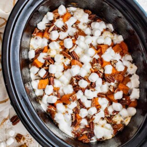 crockpot sweet potato casserole in slow cooker