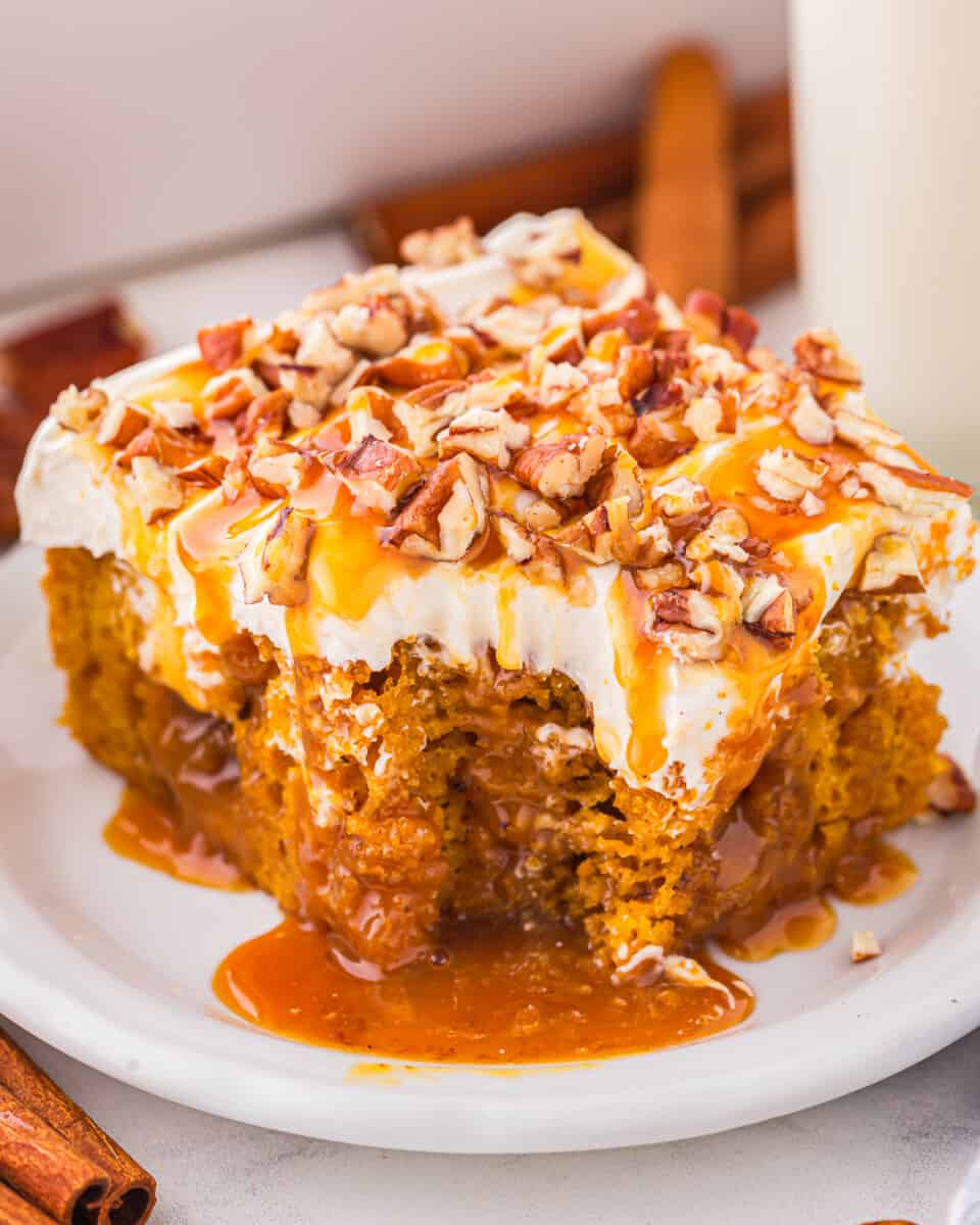 Pumpkin Caramel Poke Cake Recipe - The Cookie Rookie®