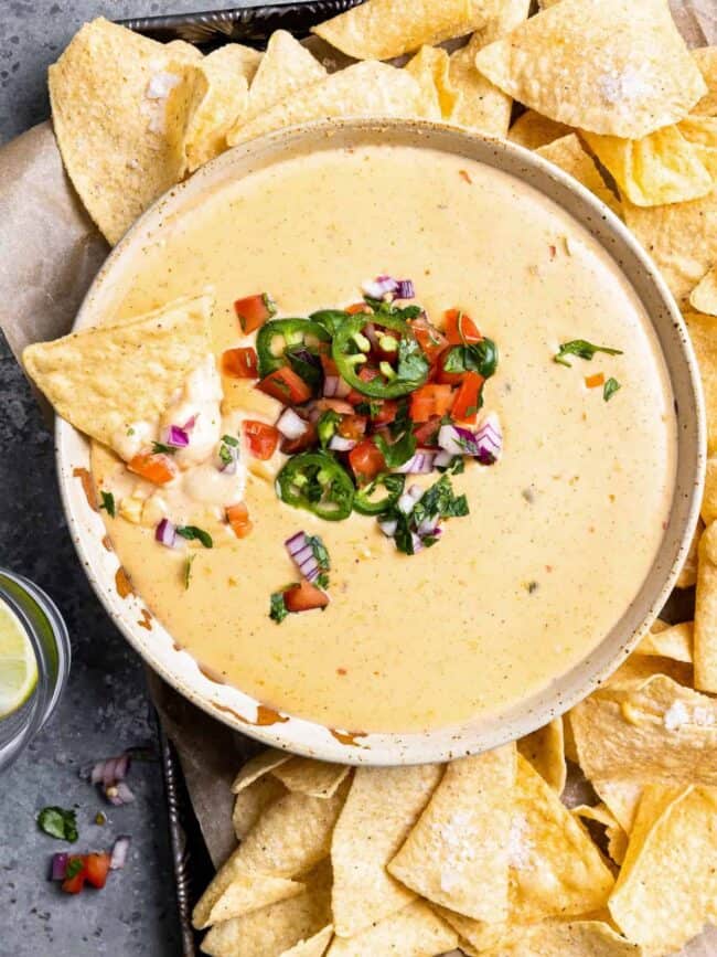 Homemade White Queso - Easy, Cheesy, Restaurant Style!