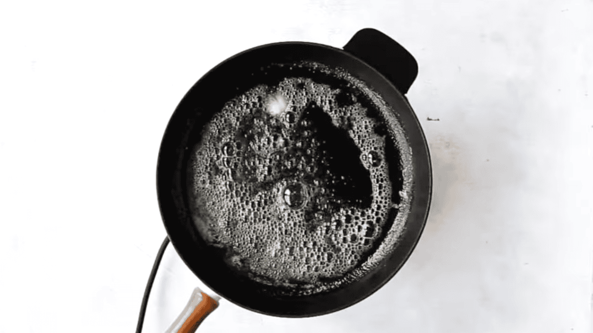 melted butter in a skillet.