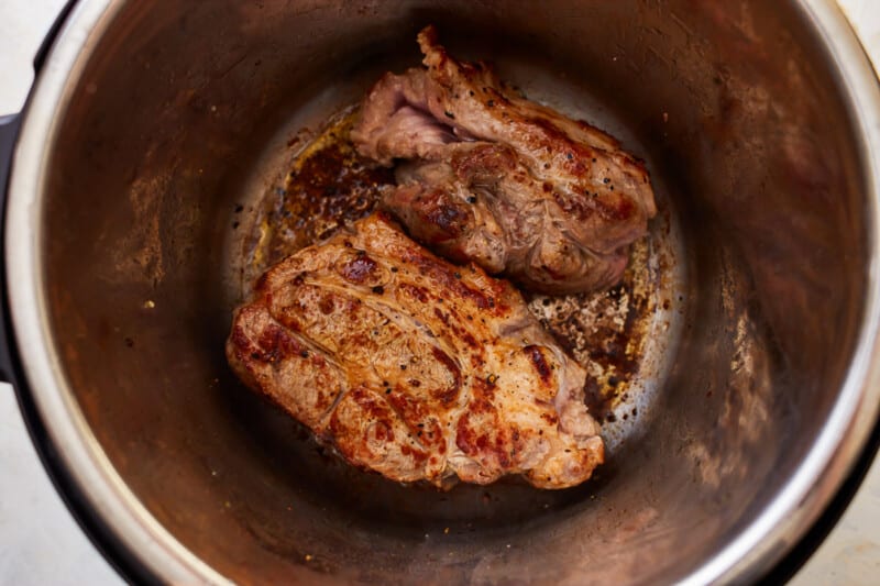 Pork chops in an instant pot.