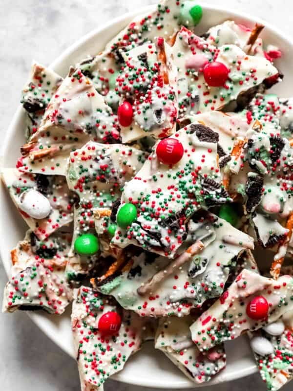 a plate of white chocolate bark