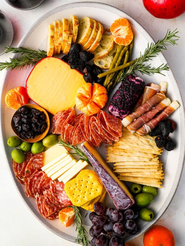 A plate with a variety of meats and cheeses.