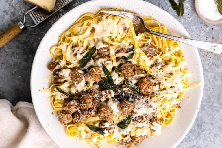 Fettuccine Alfredo With Italian Sausage Sausage Alfredo Pasta Recipe   Sausage Fettuccini Alfredo Recipe Edited 768x512 