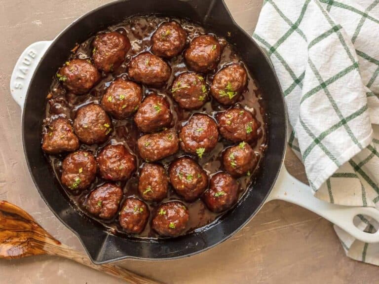 Cocktail Meatballs (Cranberry Meatballs) served fresh