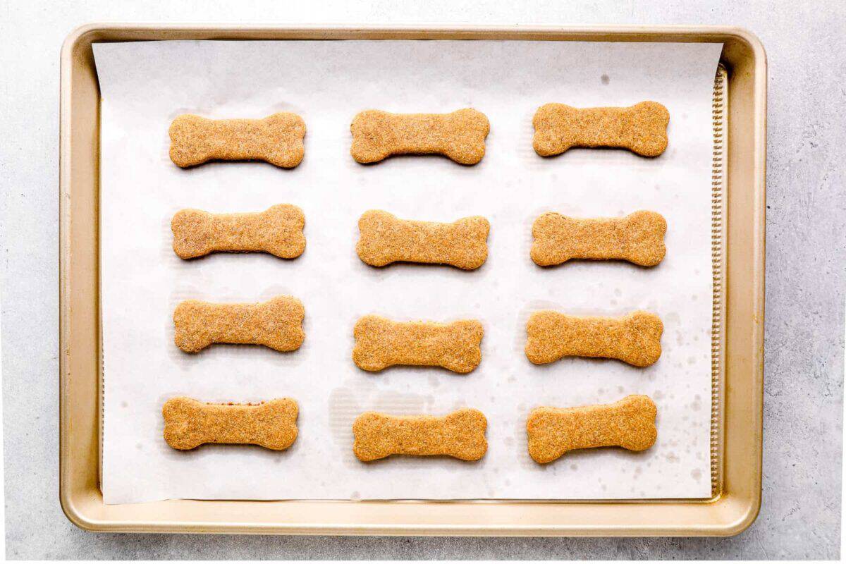 dog treats on baking sheet