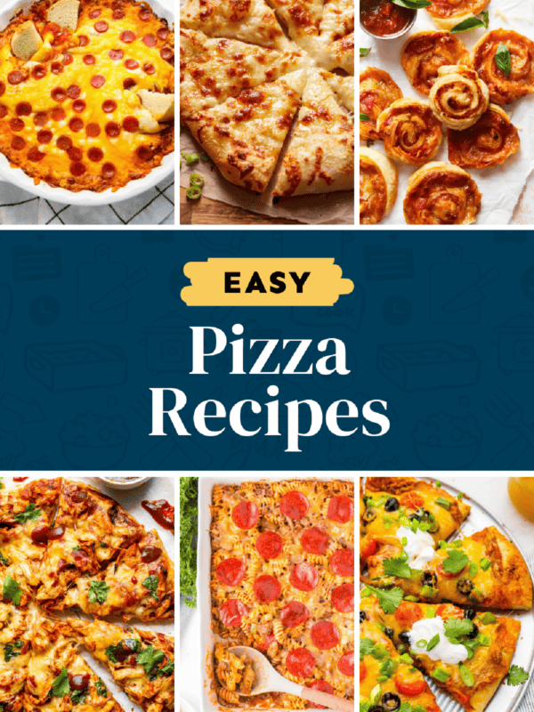 A collage of pizza recipes with the text easy pizza recipes.