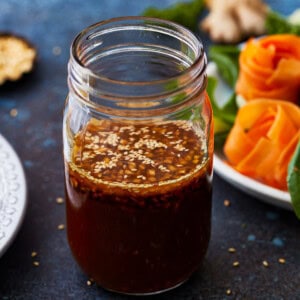 stir fry sauce in a mason jar.