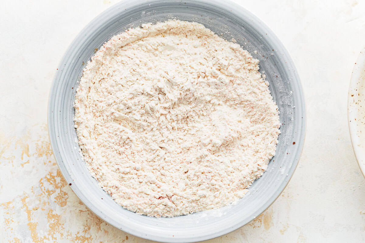 seasoned flour in a bowl.