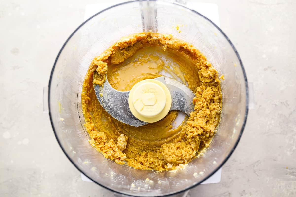 blended tahini paste in a food processor.