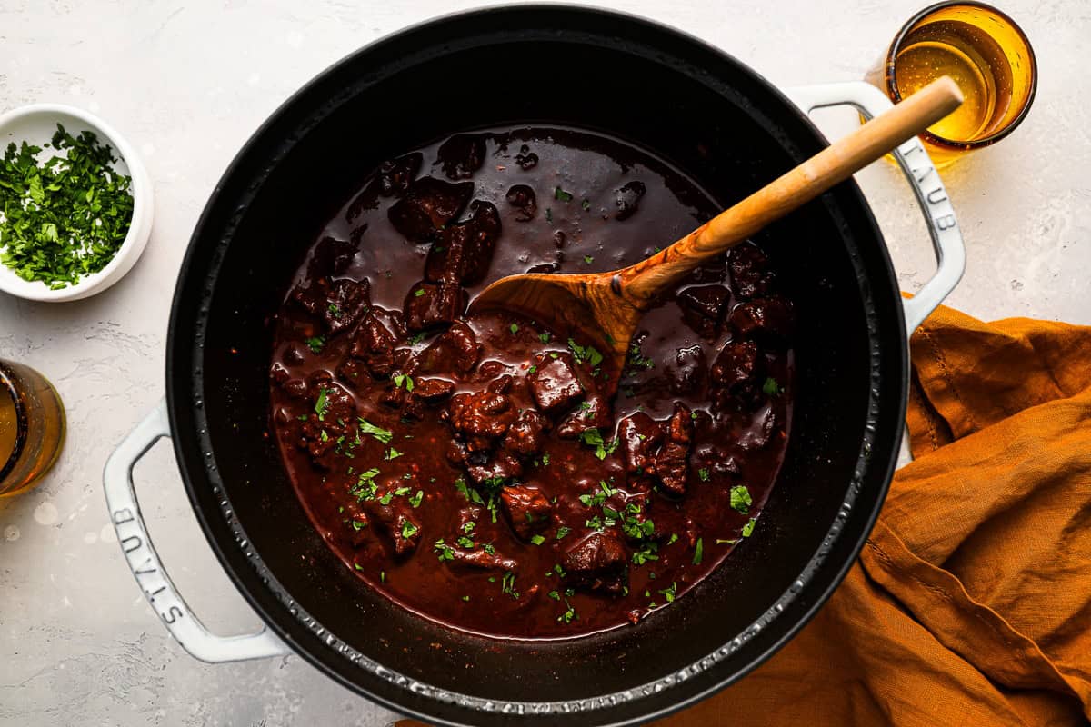 Texas chili in a dutch oven.