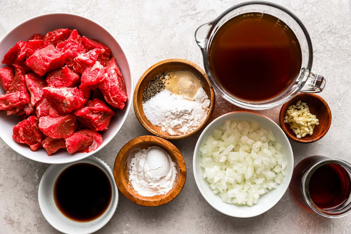 Ingredients for beef tips.