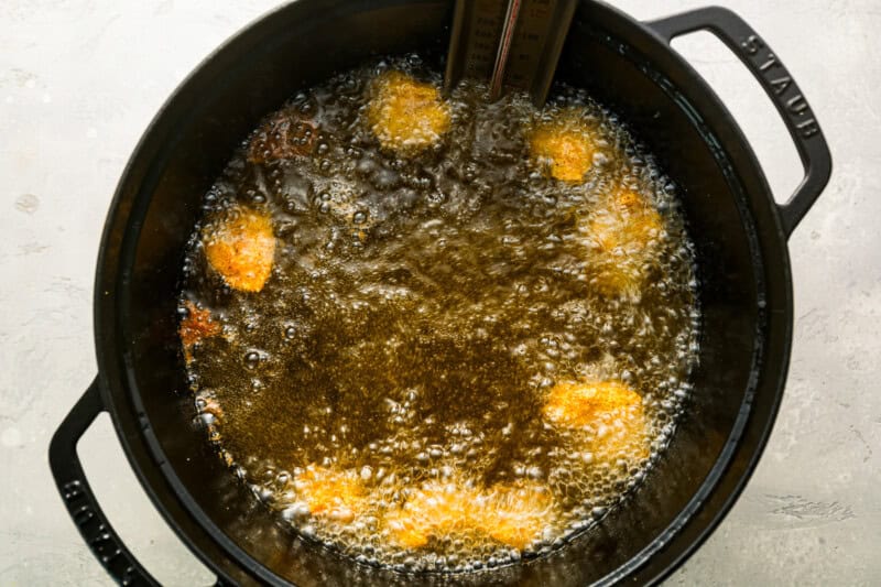 frying shrimp in a dutch oven.