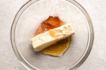 honey, cinnamon, and butter in a glass bowl.