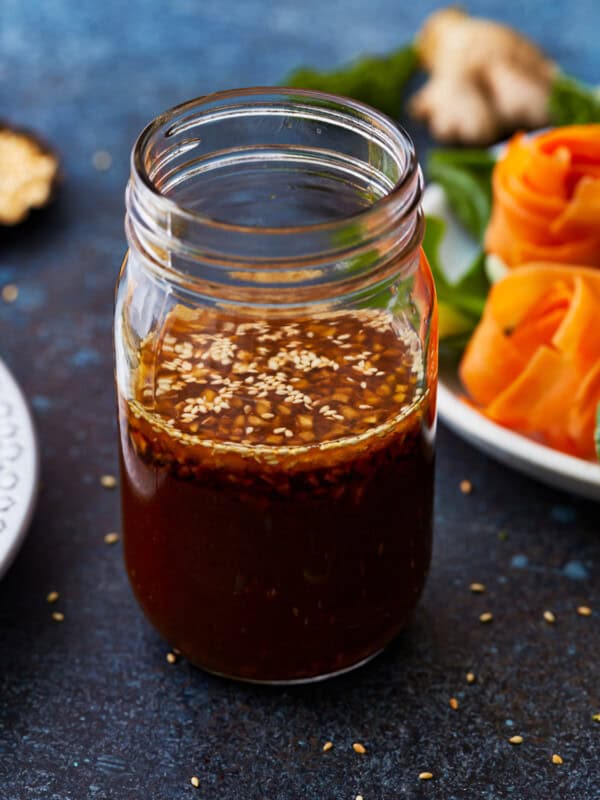 stir fry sauce in a mason jar.