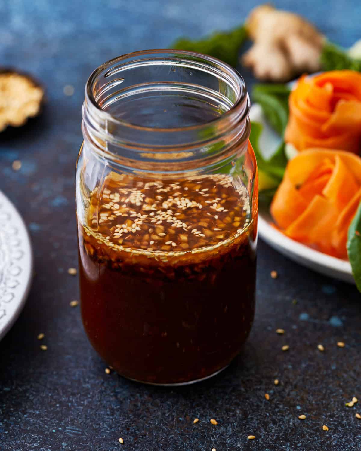 stir fry sauce in a mason jar.