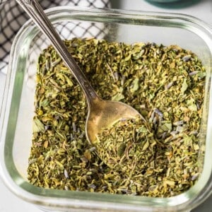 homemade herbs de provence in a bowl