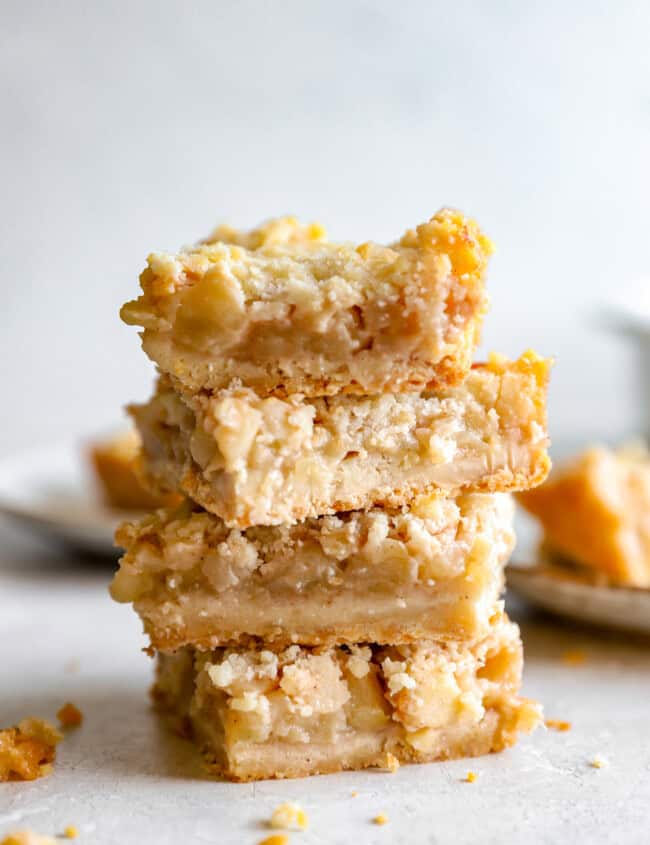 4 stacked apple pie bars.
