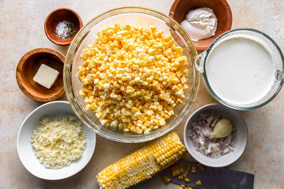 ingredients for creamed corn.