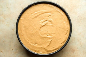 pumpkin cheesecake batter in a springform pan.