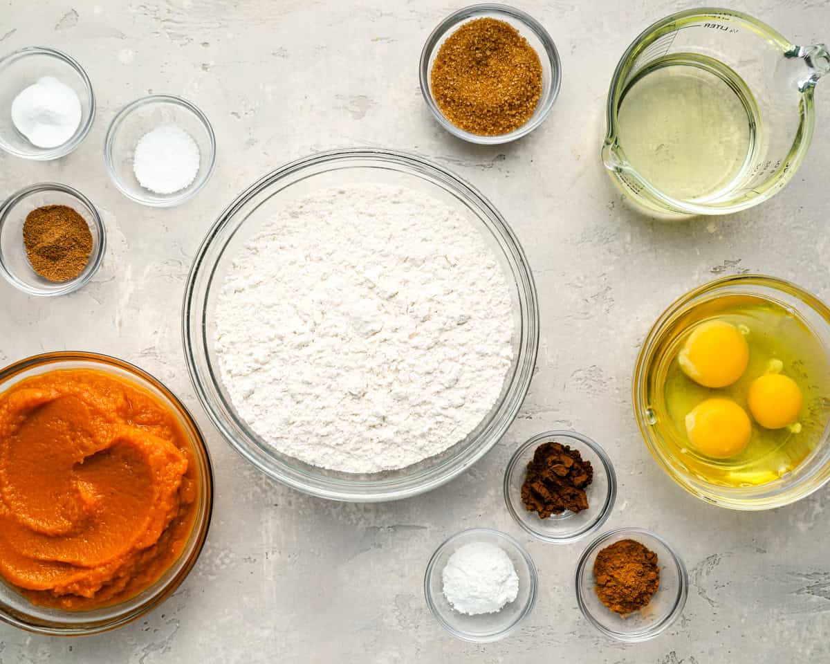 ingredients for pumpkin bread.