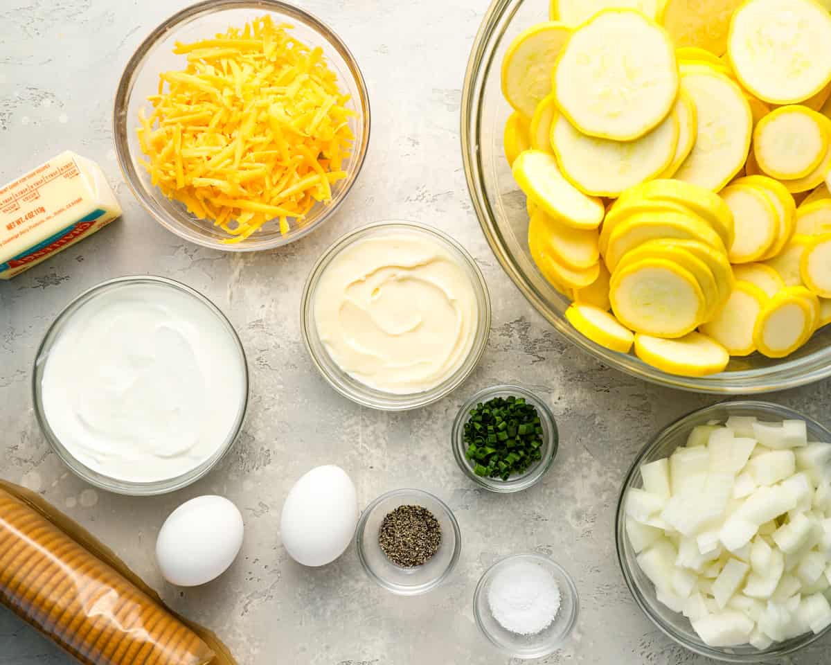 ingredients for squash casserole.