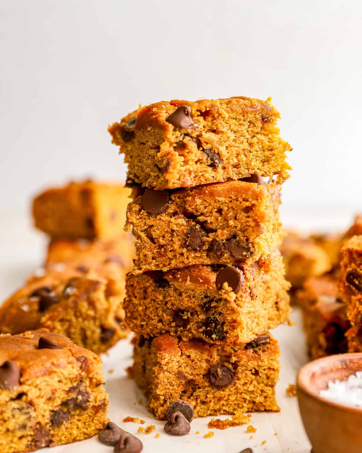 a stack of 4 pumpkin cookie bars.