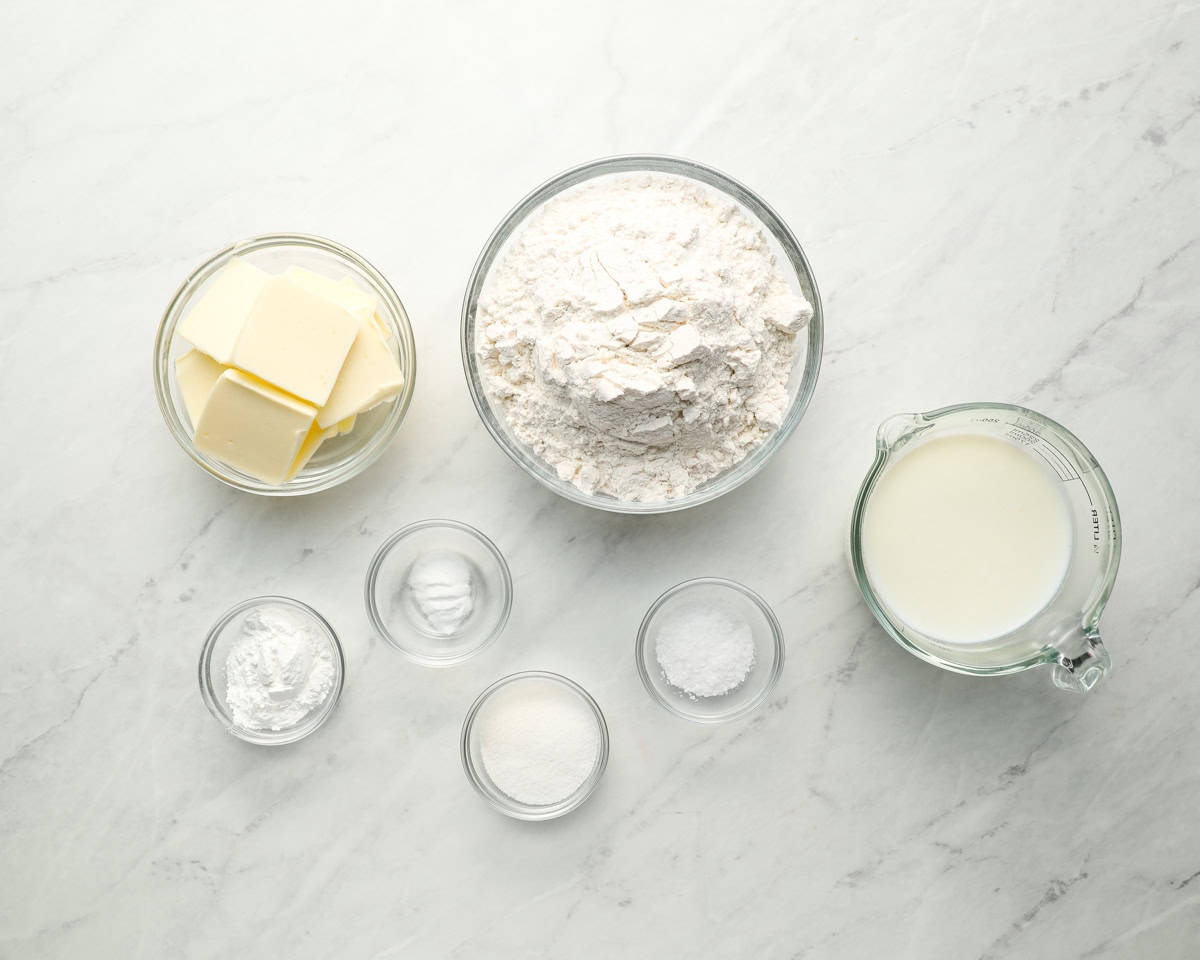 ingredients for buttermilk biscuits.