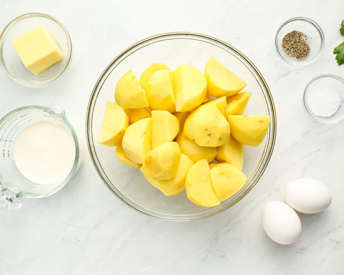 ingredients for duchess potatoes.