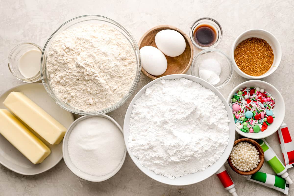 ingredients for christmas cutout cookies.